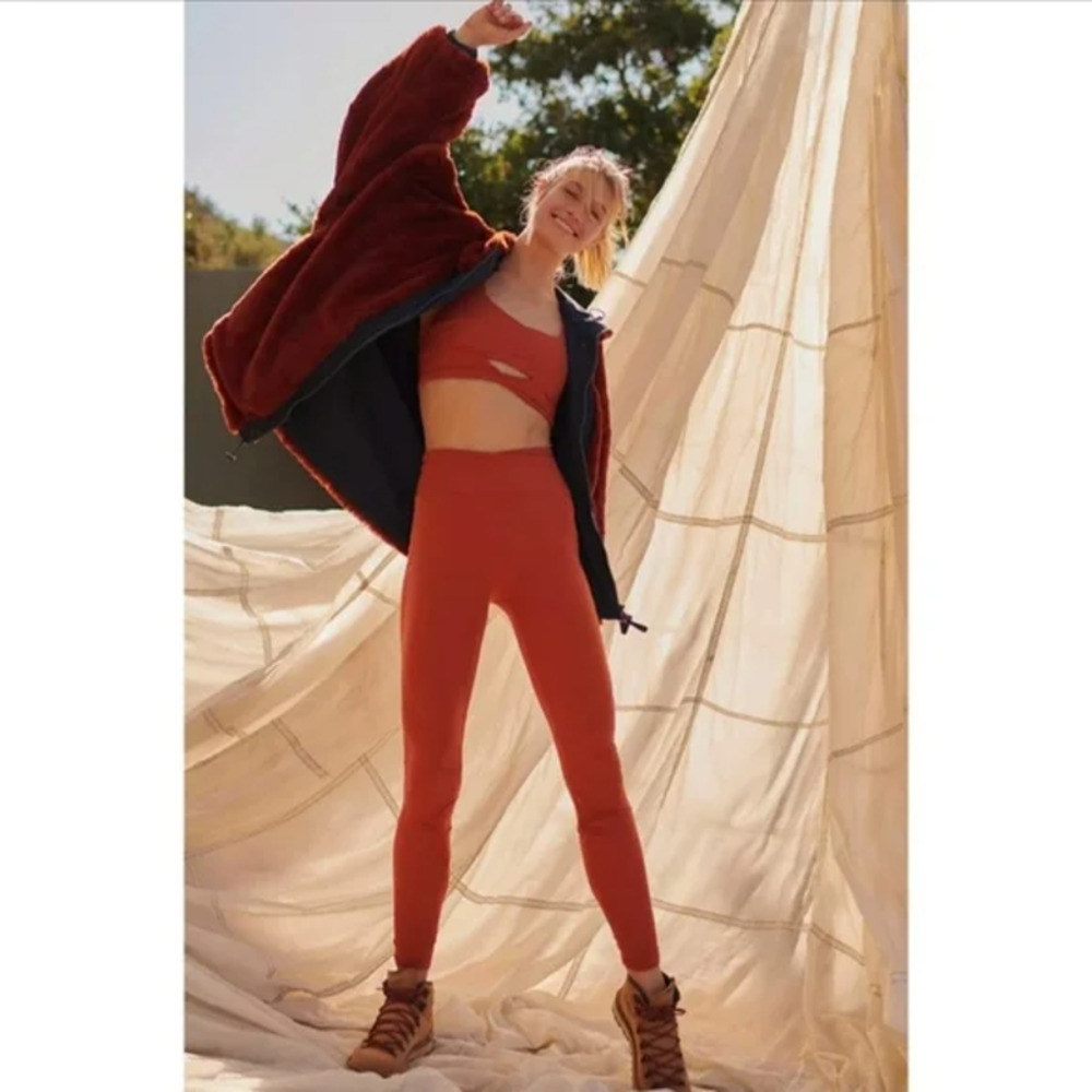 Free People Rust Red High-Waist Leggings
